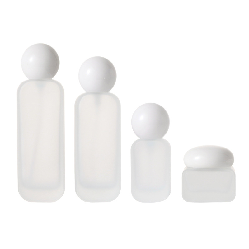 SC12N Customizable 20ml 30ml 50ml 100ml 120ml Frosted Transparent Cosmetics Glass Lotion Pump Bottle with Dropper Sealing Type