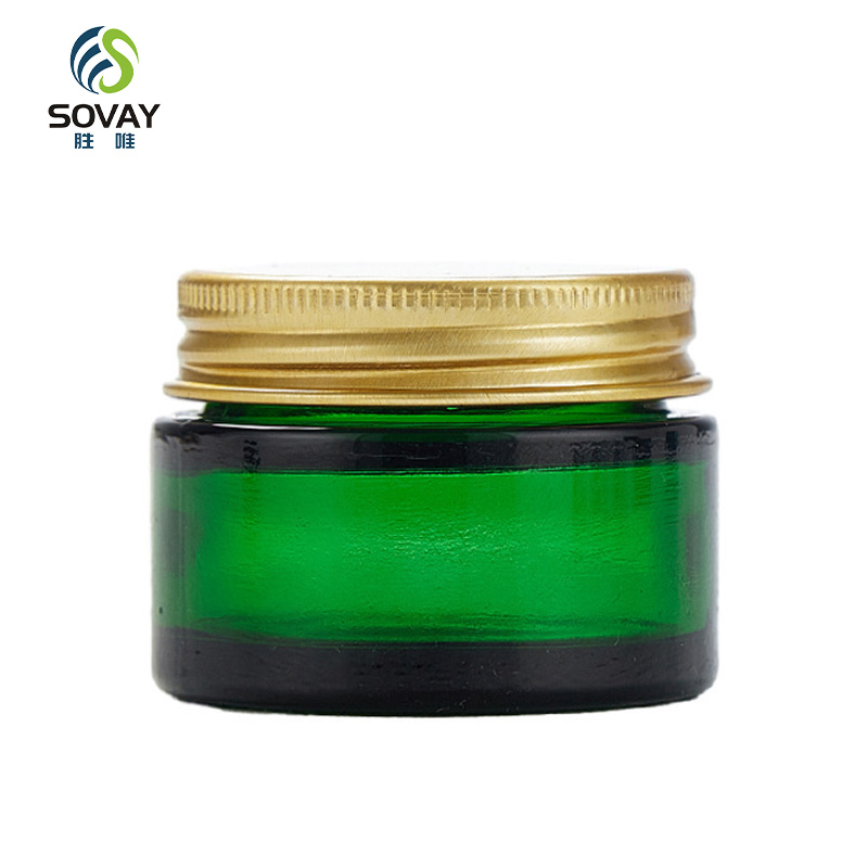 SC05 Factory Stocks Empty Glossy Straight Shoulder Amber 20g 30g 50g 100g Glass Cosmetic Jars with Aluminum and Plastic Lids